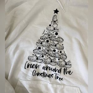 White Crocs Christmas Hoodie Xl